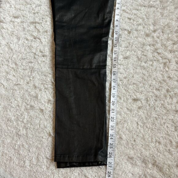 COTELAC Womens Sz 2 Black Mid-Rise Straight-Leg Coated Moto Jeans Zip Up Ankles - Picture 9 of 11